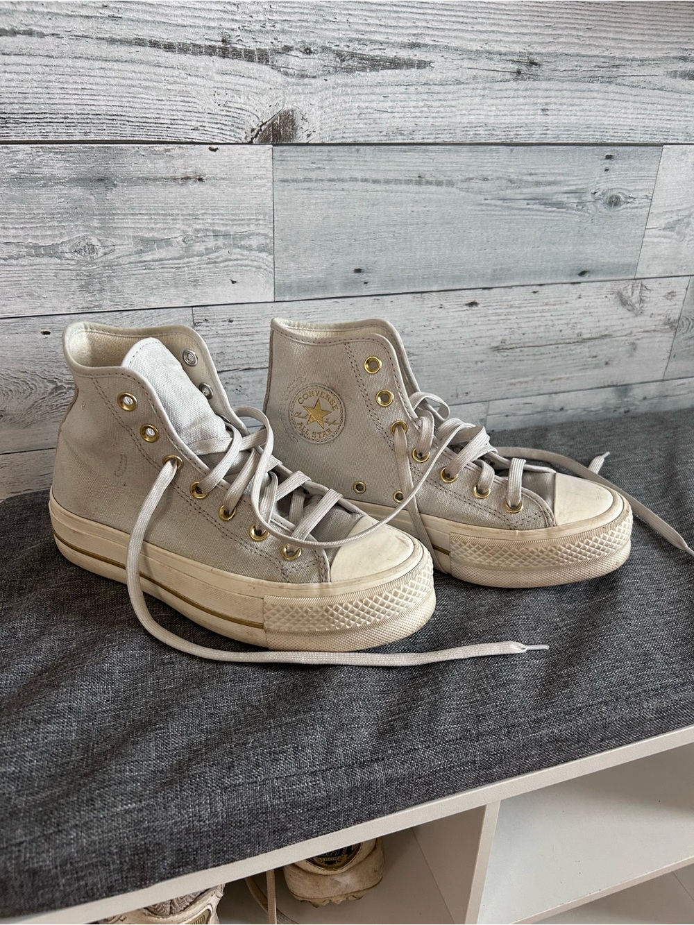 Converse Women’s High-Top Platform Sneakers in Light Blue/Gray